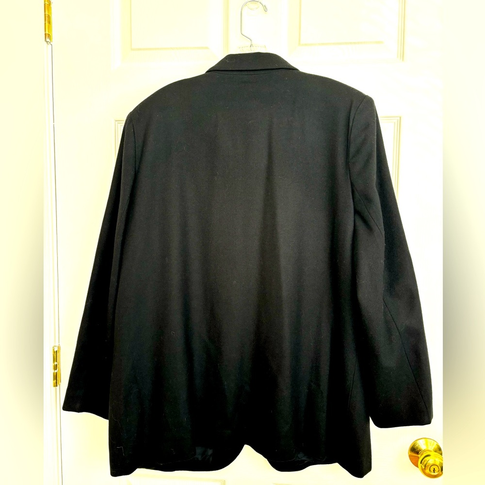 WOMENS SAG HARBOR NAVY BLUE WOOL LINED  ONE BUTTON BLAZER-TWO SLIT POCKETS SZ 18 - Picture 2 of 14